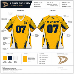 Maillot de frisbee Premium Ultimate personnalisé avec logo et numéro 3D en relief, en maille polyester légère - Product Image 5