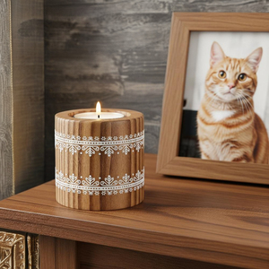 American Style Personalized Wooden Tealight Candle Holder for Baby's Funeral Table Decoration Vietnam <b>Memorial</b> <b>Keepsake</b> for Pet - Product Image 2