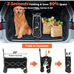 Carrito Plegable de 2 Niveles con Ruedas para Playa, Campamento, Deportes y Jardín - Carrito de Camping Versátil y Plegable - Product Image 3