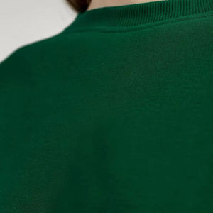 เสื้อสเวตเชิ้ตแขนยาวคอกลมสำหรับผู้หญิง สีเขียวล้วน ใส่ได้ในฤดูใบไม้ร่วง ผลิตจากผ้าฝ้าย 100% ทรงปกติ ระบายอากาศได้ดี - Product Image 2