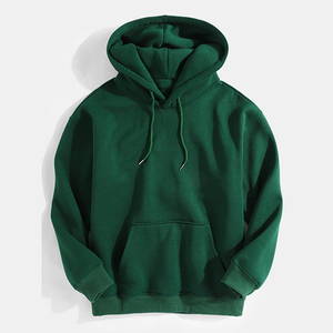 Sudadera con Capucha para Hombre, Lisa, Verde, de Algodón Grueso, con Forro Polar, Personalizable con Logotipo, Talla Grande, con Cordón Ajustable, Ropa Deportiva - Product Image 1