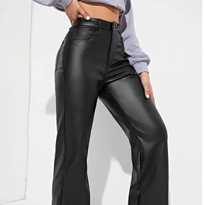 <b>Low</b> Price Solid Attractive Color Women's PU Leather Pants Full Length Winter Waterproof Eco-Friendly Outdoor Wear - Product Image 2
