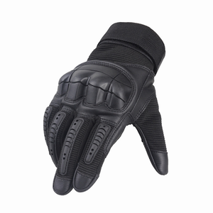 Full Finger Racing Gloves Black PU Non Slip <b>Hook</b> And Loop Closure <b>Outdoor</b> Riding Unisex - Product Image 2
