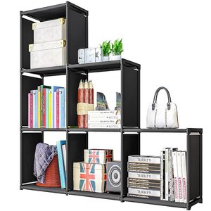 <b>Modern</b> Minimalist Steel Step <b>Shelf</b> 6-Tier Freestanding Bookcase Modular Home Office Furniture - Product Image 3