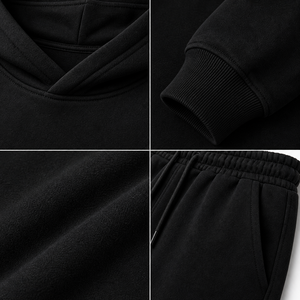 Ensemble de survêtement décontracté d'hiver en coton respirant 100 % pour homme, pull à capuche surdimensionné en tissu multicouche, vente en gros - Product Image 4