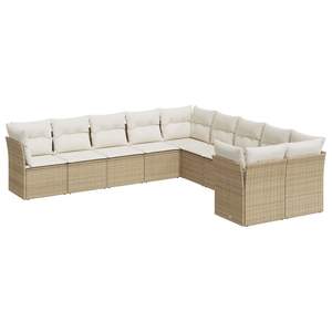 Set Divano da Giardino in Rattan PE Bianco Crema e Acciaio Verniciato a Polvere Colore Beige - Product Image 2