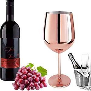 Copa de Vino de Cobre Color Oro Rosa con Diseño de Hojas Botánicas en Relieve, Copa de Metal con Tallo Largo para Comedor, Bodas, Bar, Hotel, Hogar - Product Image 2