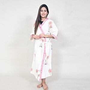 Bata Kimono 100% Algodón Orgánico con Estampado Floral, Ropa de Dormir para Mujer, Bata de Baño, Ropa de Playa, Primavera/Verano - Product Image 1