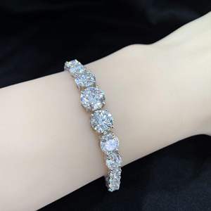 Silver <b>Rose</b> Gold Plated Moissanite Tennis Bracelet Brilliant Cut Channel Setting Geometric Design Trendy Unisex Everyday Wear - Product Image 5