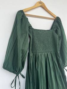Vestido maxi de algodón puro para mujer y niña, estampado de bloque indio, informal, fiesta de noche de verano, moda, nueva venta al por mayor, botón largo Natural - Product Image 5