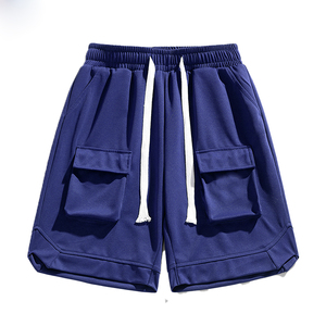 Short cargo pour homme, coupe large, imprimé sérigraphié, color block, doublure en maille, poches zippées, style plage, 6 poches, vente en gros - Product Image 5
