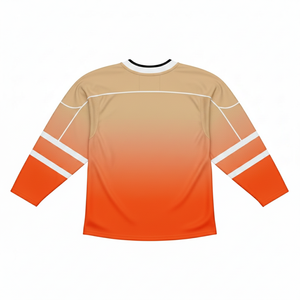 เสื้อฮอกกี้น้ำแข็งคุณภาพสูง สีเบจ สีส้ม สีดำ แบบกำหนดเองสำหรับทีม OEM เสื้อฮอกกี้น้ำแข็งแบบซับลิเมชั่น - Product Image 2