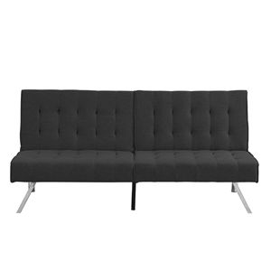 Divano Letto Futon Confortevole con Telaio in Legno Nero e Gambe in Acciaio Inossidabile - Product Image 3
