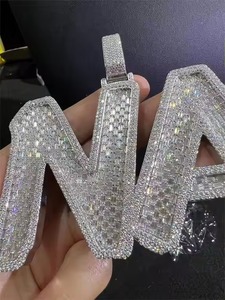 Colgante con Letra NA de Aleación, Cristal y Diamantes de Imitación con Engaste de Canal, Estilo Hiphop, Unisex, Amuleto Temático, Regalo - Product Image 2