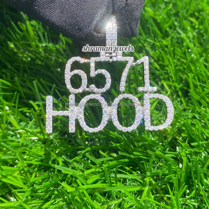 10K White Gold Rhodium Hip Hop Custom Bling Iced Letter Number <b>Initial</b> Charms Moissanite <b>Pendants</b> Necklace Unisex Party Occasion - Product Image 6