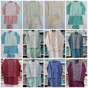 <b>Men's</b> Pink Silk <b>Kurta</b> Pajama Set With Nehru Jacket Traditional Ethnic Wear For Wedding Regular Fit Ankle Length All Seasons - Product Image 6