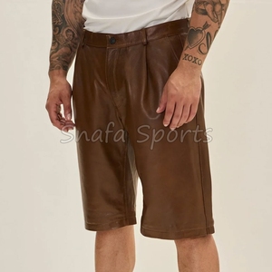 Shorts de sport respirants en cuir véritable pour hommes 2026 avec cordon de serrage – Nouveauté en vente - Product Image 3