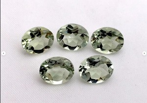 Venta al por Mayor de Gemas Orgánicas Naturales, Amatista Verde Claro Ovalada Facetada, Corte Brillante, Gemas Sueltas Certificadas de 3x5mm-8x10mm para Joyería - Product Image 1