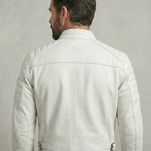 Veste en cuir sur mesure pour homme, veste de motard, vêtement d'extérieur en cuir véritable, coutures durables, coupe confortable, texture douce - Product Image 6