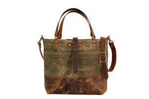 Bolso de mano de lona encerada de primera calidad con asas de cuero Bolso de hombro duradero Vintage para mujeres y hombres - Product Image 6