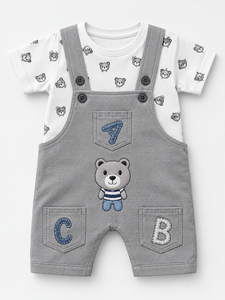 Conjunto de peto con apliques de osito y camiseta con estampado de oso - Product Image 2