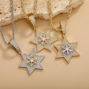 Collier pendentif étoile en moissanite et diamant en argent 925, style hip-hop glacé, chaîne étoile étincelante pour homme et femme, cadeau - Product Image 4