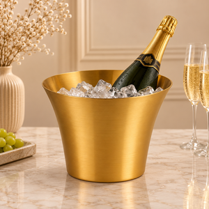 Cubo de hielo de latón Summit con base de pedestal, asas de doble anillo, enfriador de vino artesanal para el hogar, bar y entretenimiento - Product Image 2