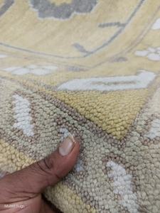 Tapis moderne floral jaune et crème de qualité supérieure pour salon, tapis en laine noué à la main |   Broderie abstraite pour enfants et chambre à coucher - Product Image 6