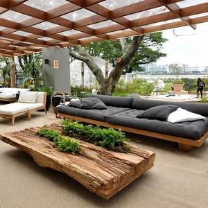 Conjunto de Sofás de Madera para Jardín, Impermeables, con Estructura de Aluminio Moderna, Conjunto de Sofás de Lujo para Patio Exterior - Product Image 1