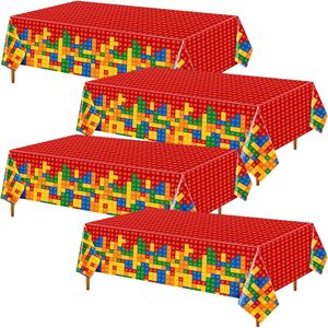 4 pièces de nappes colorées en forme de blocs de construction pour la vaisselle et les décorations de fête d'anniversaire - Product Image 2