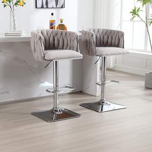 2 PC/SET Tabourets de bar vintage avec dossier confortable et repose-pieds à hauteur de comptoir Chaises de salle à manger pour un look élégant - Product Image 1
