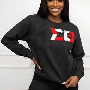 Custom Red and White Delta Chenille Patch Sorority DST <b>Pullover</b> black Sweatshirts <b>Jumper</b> 100% cotton fleece women's hoodies - Product Image 2