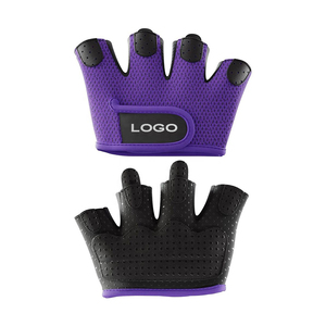 Custom LOGO Purple Mesh <b>Half</b> Finger <b>Half</b> Palm Gym Gloves For Weight Lifting Unisex Workout Fitness Anti <b>Slip</b> Pull On Design - Product Image 1