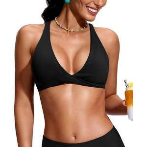 2025 traje de baño para mujer Push acolchado Bikini Top con Twist Front Criss Cross Back Tankini traje de baño Top solamente - Product Image 4