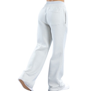 Pantalon de survêtement blanc pour homme, taille élastique, décontracté, en coton mi-lourd, devant plat, poches latérales, style automne 2027 - Product Image 3