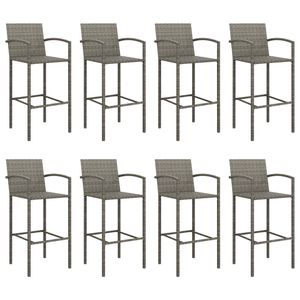 Conjunto de Bar para Jardín de Ratán PE Gris y Acero con Recubrimiento en Polvo, con Vidrio Templado, Colección de Muebles de Exterior Premium - Product Image 4