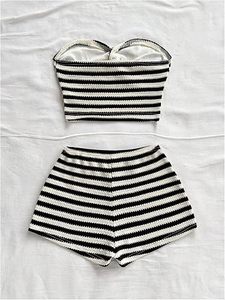 Conjunto de Dos Piezas Casual de Verano para Mujer, sin Tirantes, Transpirable, de Poliéster y Algodón, Top Corto y Pantalones Palazzo - Product Image 5