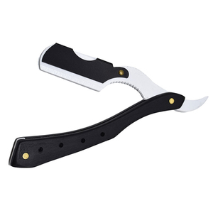 Outils de barbier pour hommes, rasoir et lames, couteau à raser pliant noir antique, support pour rasoir droit en acier inoxydable - Product Image 6