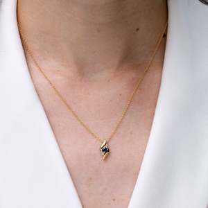 14K 18K <b>Solid</b> <b>Gold</b> Oval Cut Natural Blue Sapphire & Diamond Shell Style <b>Pendant</b> Classical Handmade Fine Jewelry <b>Pendant</b> OEM - Product Image 5