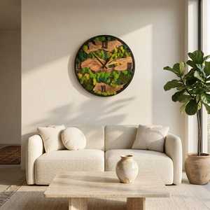 Wood slice wall <b>clock</b> Mossy timber <b>clock</b> Rustic woodland <b>clock</b> Enchanted forest wood <b>clock</b> Green haven wall <b>clock</b> Room Hanging - Product Image 3