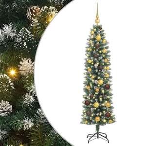 Árbol de Navidad Artificial Delgado Verde y Blanco de 59.06 Pulgadas - Product Image 2
