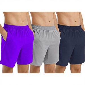 Shorts décontractés pour hommes en coton tissé à taille mi-haute élastique avec logo frontal, respirants et à cordon de serrage - Product Image 3