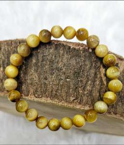 Elegante Pulsera de Cristal Ojo de Gato, Pulsera Original Certificada de Piedra Preciosa Ojo de Gato Amarillo, Piedra Lehsuniya Elaborada por Expertos Artesanos - Product Image 1