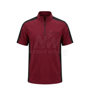 Half Zip Workwear <b>Scrub</b> <b>Top</b> With Modern Stand Collar Short Sleeves Practical Design And Comfortable Fit For Healthcare - Product Image 2