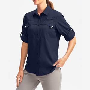 Camisa de Pesca de Manga Corta para Mujer, de Alta Calidad, OEM/ODM, Tejido Transpirable, Protección Solar, Estilo Casual con Botones - Product Image 2
