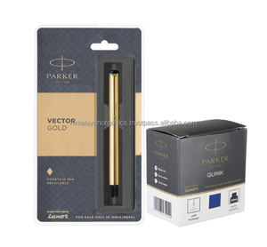 Parker Vector <b>Gold</b> GT Fountain <b>Pen</b> Quink Ink Bottle Blue 3 Piece Set Steel Model P36 - Product Image 1
