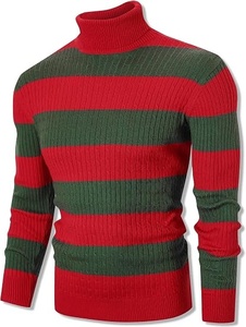 Pull à col roulé en tricot noir uni pour homme, manches longues, vêtements d'hiver - Product Image 1