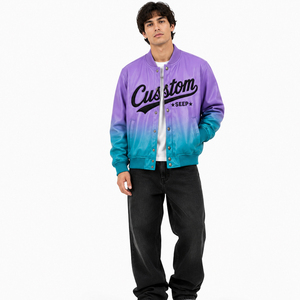 Wholesale Manufacturer <b>Men's</b> PU Leather <b>Varsity</b> <b>Bomber</b> <b>Jacket</b> Custom Embroidery OEM Streetwear - Product Image 3
