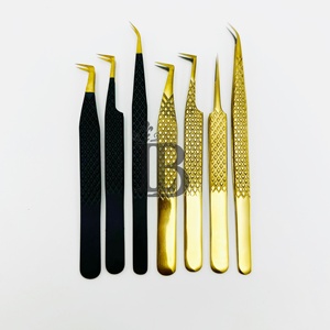 Pince à épiler pour extensions de cils en acier inoxydable, nouvelle collection très demandée, couleur noire et dorée, courbée à 90 degrés, durable. - Product Image 5