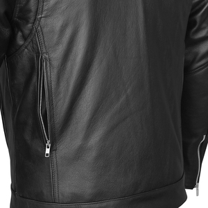 OEM Men's Black Leather Plus Size Anti-UV Breathable Windproof Full Sleeve Motorcycle Jacket All Seasons Riding Factory Direct - Product Image 4